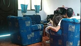 stepsister's sneaky living room fuck with boyfriend sparks wild hidden passion thrill