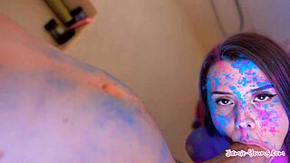 horny petite brunette gets monster cock in colorful athens shower vlog