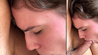 cute babe rides huge cock in homemade pov to deep creampie finish.