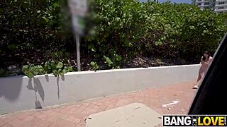 Broke college teen trades her tight petite pussy for cash in hardcore interracial bangbus group pounding.