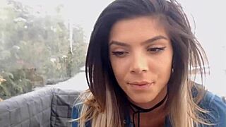 young big tits babe feels wild joy flashing outdoors on webcam