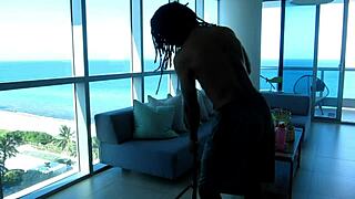 BTS interracial threesome shoot stars Violet Rae and Sarah Lace at Miami South Beach Airbnb