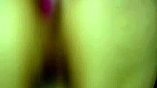 her tight latina pussy squirts milky juices while masturbating wet