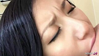 asian milf office secretary with huge ass and saggy tits seduces shy guy for rough creampie doggystyle at work