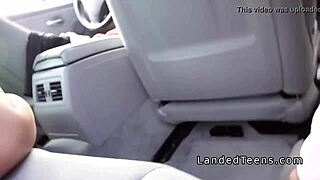 hot huge tits blonde hitchhiker banged hard in car pov