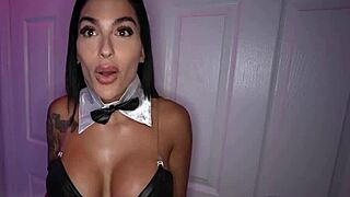 egyptian milf kaby snow takes first bbc as husband watches halloween