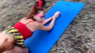 yo ran into two cute petite brunettes for wild outdoor group fun