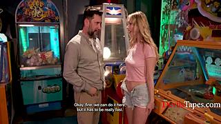 Heart Pounding as I Fuck Stepdad Outdoors with Pac-Man Watching