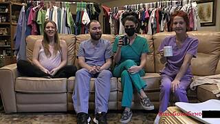 nova maverick spreads shaved pussy in nurse latex exam