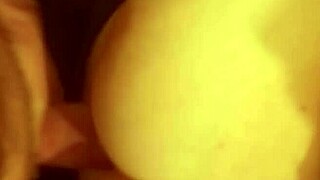 Chubby Italian girlfriend tittyfucks huge cock with massive natural boobs