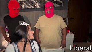 this mexican sailor cosplay babe gets bent over and doggystyled hard by her two captains during the casting interview