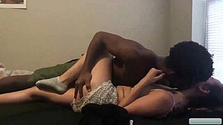 pink pussy stretched by throbbing black monster cock.