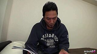 innocent petite asian massage girl's long nipples exposed as older guy tricks her into deep fucking