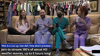 nova maverick spreads shaved pussy in nurse latex exam