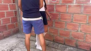 Big ass latina skips school for outdoor creampie pounding