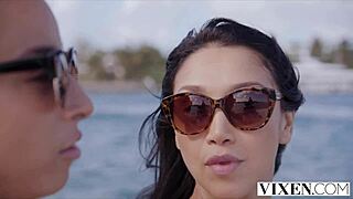 Vixen Vicki and Teanna Finger Lick Hairy Pussies in Passionate Lesbian Paradise