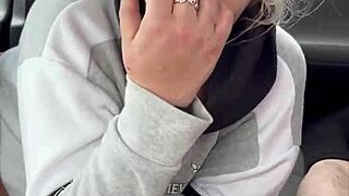 streetwalker gulps cum straight from dick after massive facial blast in car pov