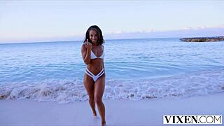 Vixen Vicki and Teanna Finger Lick Hairy Pussies in Passionate Lesbian Paradise