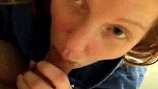 Redhead Slurps Balls And Cock With Expert Sucking Technique