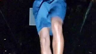 cute athletic brunette dorm roommate fitness girl homemade workout with stepdaddy in gym park 1