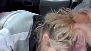 streetwalker gulps cum straight from dick after massive facial blast in car pov