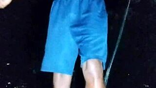 cute athletic brunette dorm roommate fitness girl homemade workout with stepdaddy in gym park 1