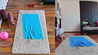 Ever seen wet curvy milf's fat ass spread in naked yoga workout??