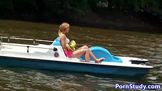 Public Nude Czech Babe Rides Waterbike