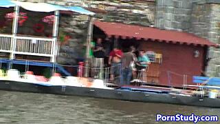 Public Nude Czech Babe Rides Waterbike