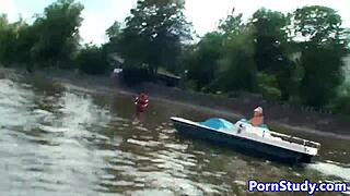 Public Nude Czech Babe Rides Waterbike
