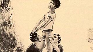 uh those vintage erotic drawings with all the hairy retro action