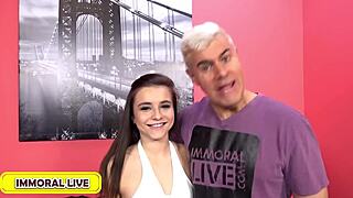 kharlie chokes on mark's massive cock in her sloppy deepthroat debut blowjob