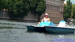 Public Nude Czech Babe Rides Waterbike