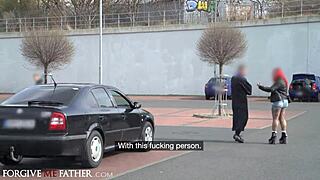 big tits redhead babe takes rough gloryhole fuck at gas station