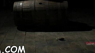 Blindfolded angel chokes on toy as bound twat gets roughly shovelled