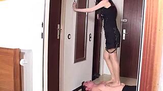 dominant ladies trample slaves under heels and stockings in bdsm foot worship