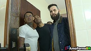 I won the bet and fucked my busty stepmom in lingerie gangbang!