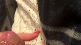 cute bbw blonde babe deepthroats monster cock under table then sloppy bj in public toilet cum in mouth