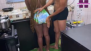 Chubby Ebony Kitchen Doggystyle Before Dinner