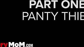 Pervmom milf sniffs son's dirty panties before taboo pov blowjob and missionary fuck