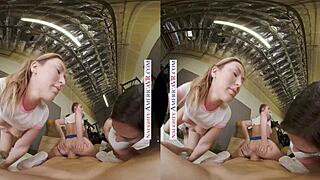 Kyler Quinn and Paige Owens share a gym stud's monster cock surprise