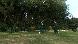 Early morning jog turns into bent-over pounding by cute stranger