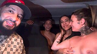 uber driver picks up lesbian couple at airport turns into wild car pussy licking orgy all tanned petite brazilian