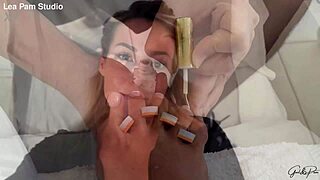 french babe lea pam tests massive suction dildo all day long