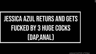 Perfect Brazilian Jessica Azul Takes 3 Huge Cocks Dap Balls Deep!