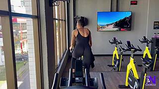 All day gym teasing from this latina fitness babe ends bent over with creampie in bedroom