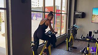 All day gym teasing from this latina fitness babe ends bent over with creampie in bedroom