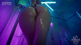 Rave Girl Cyber Shower Oils Big Tits Fingers Pussy