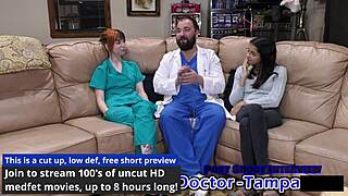 dr tampa gives ditria roses her first humiliating gyno exam with shaved pussy closeups
