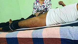 Indian college teen slut bent over in skirt takes rough doggystyle from husband's friend